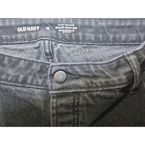Old Navy Extra High-Rise Kicker Boot-Cut Button-Fly Black Jeans 18 - Picture 4 of 6